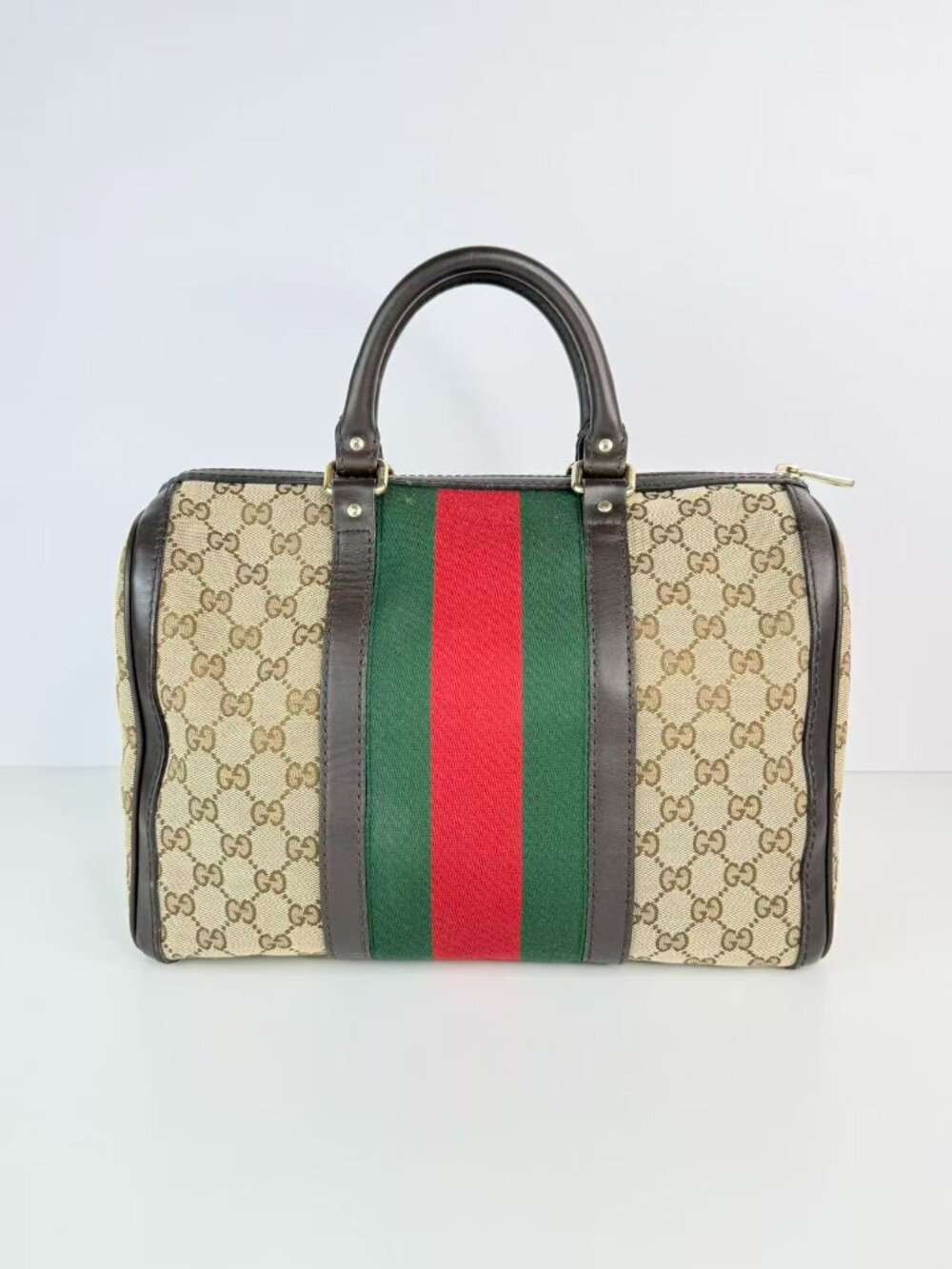 Gucci vintage gg canvas web boston bag
